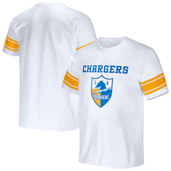 Men's Los Angeles Chargers White x Darius Rucker Collection Football Striped T-Shirt